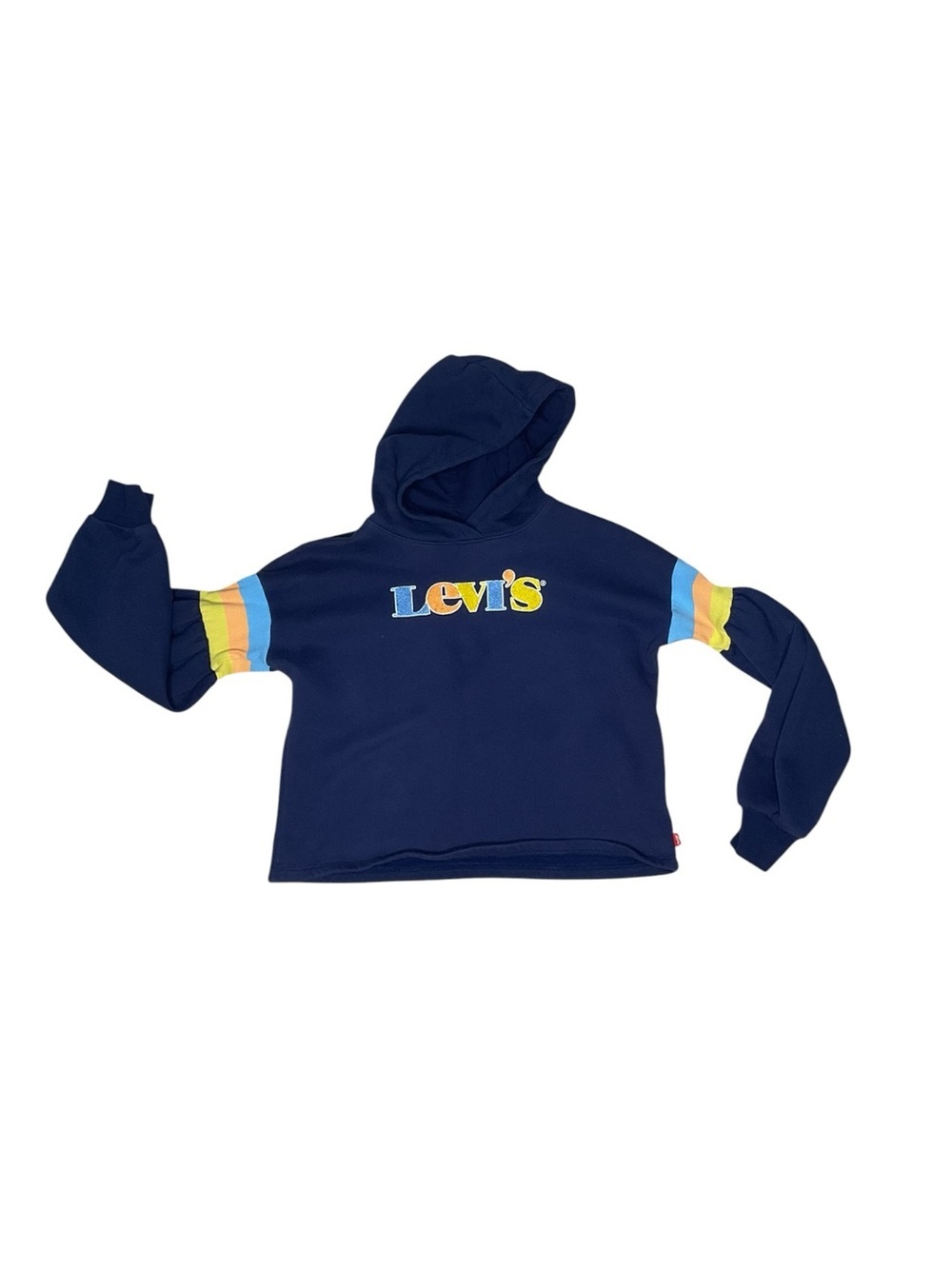 Levi’s Girls Navy Rainbow Sleeve Hoodie Sweatshirt XL 14/15